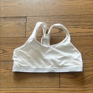 SO White Racerback Sports Bra with Compression Fit